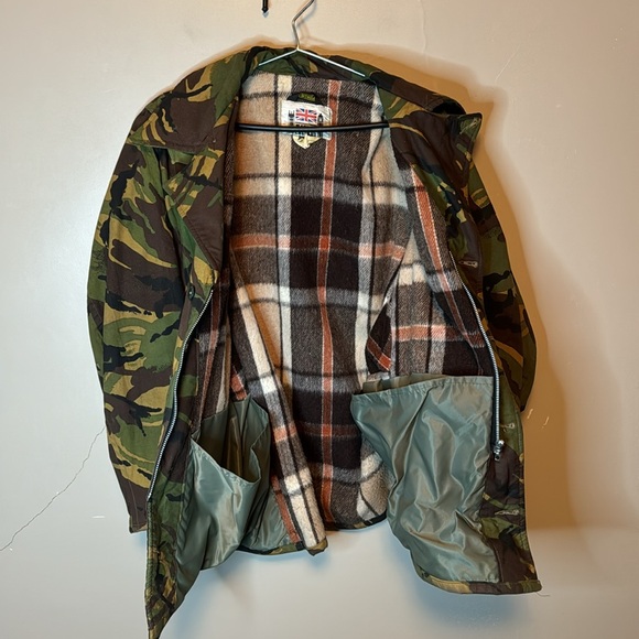 Vintage British Army Acrylic Pile Flannel Lined Combat Jacket Heavyweight Camo L - Picture 4 of 8